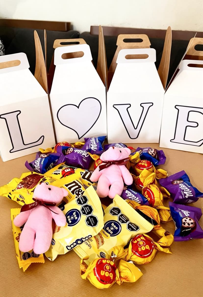 Cajita Love con chocolates, ositos y QR para música